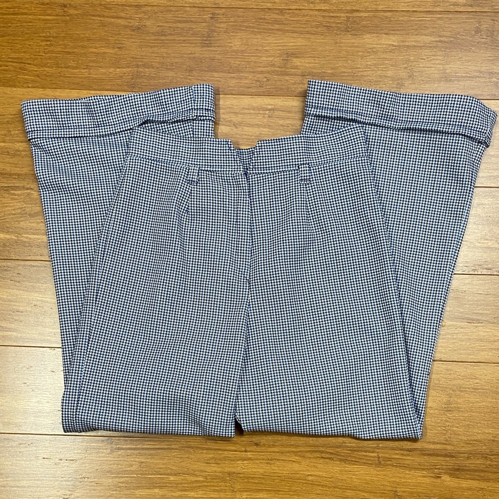 Vintage Herringbone Blue White and Black High Waisted Wide Leg Trousers